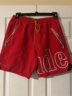 Rhude Men's Red Swim Trunks with Zipper Pockets